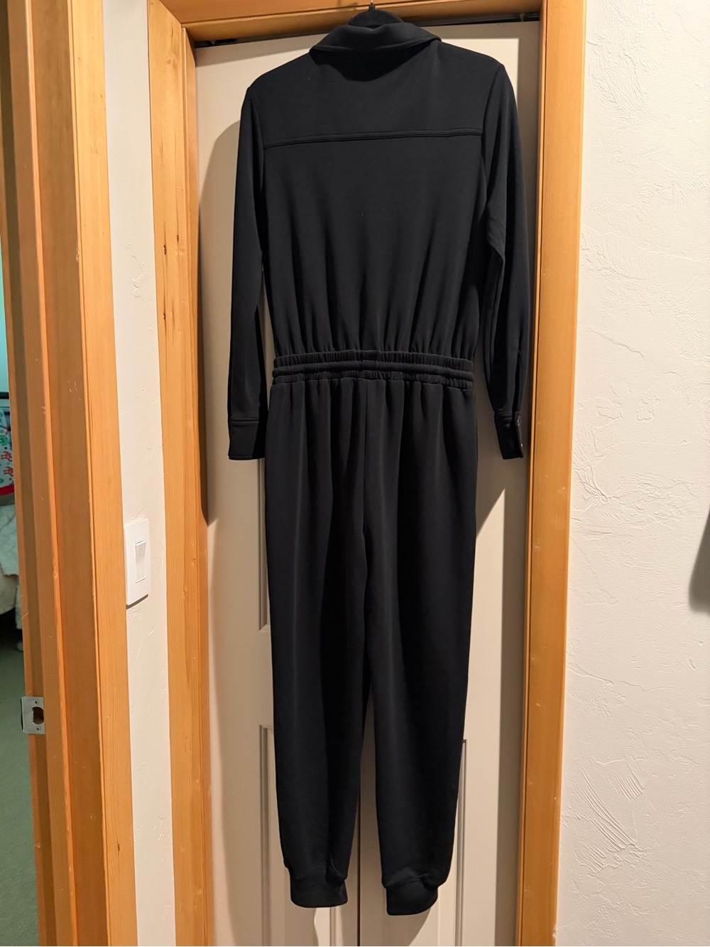 Evereve Black Long-Sleeve Jumpsuit with Elastic Waist